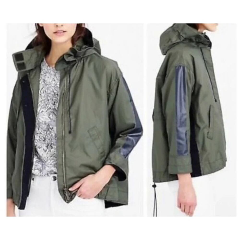 J. Crew Factory Olive Utility Jacket with Navy Accents